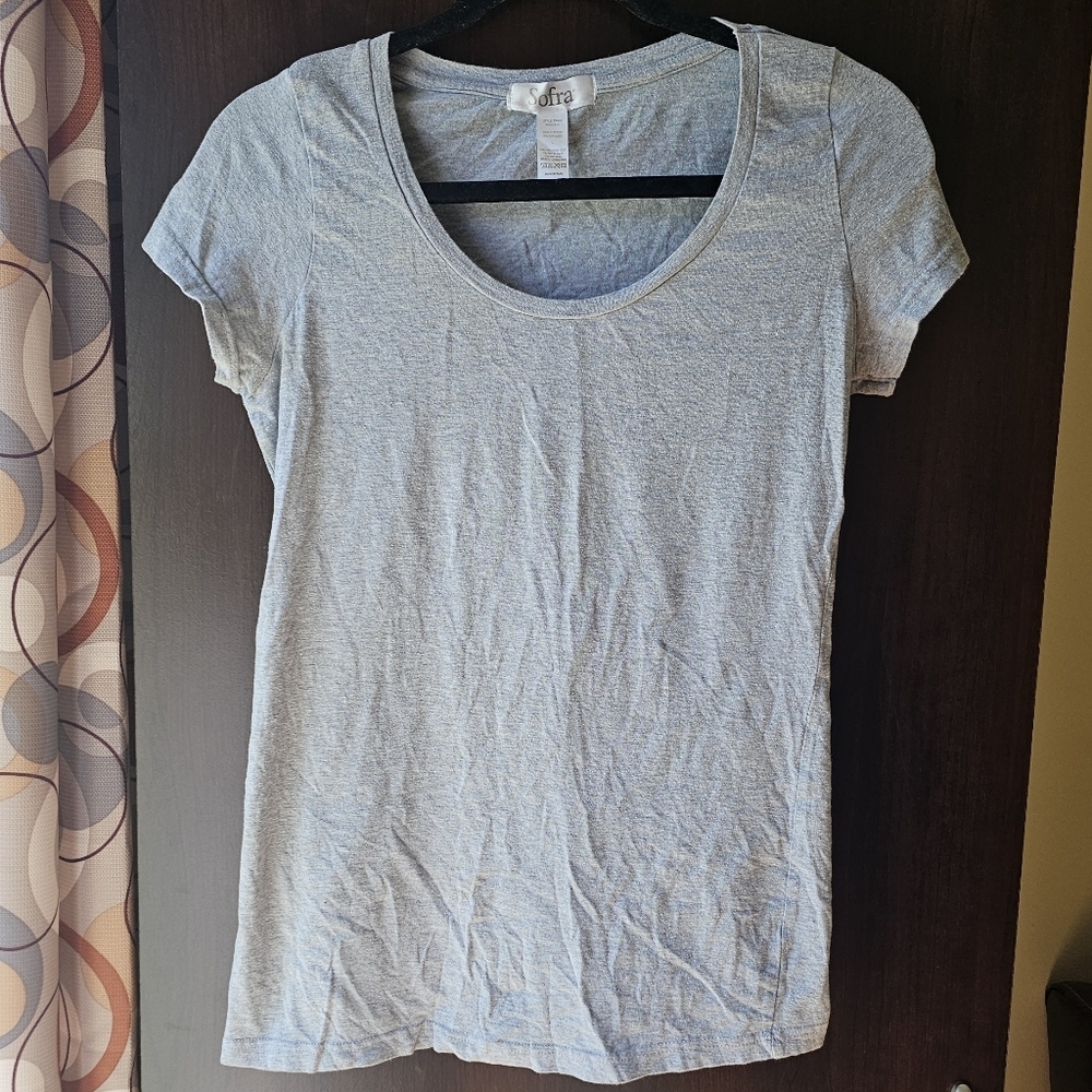 Sofra Light Gray Short Sleeve Tee Size Large